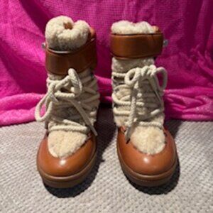 COACH | Monroe shearling & leather wedge boots